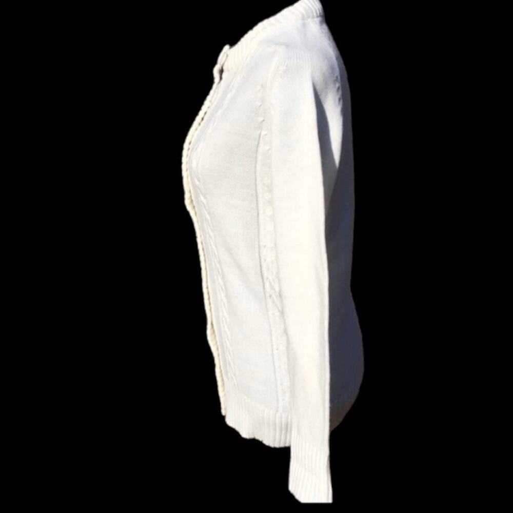 Vintage Nan Dorsey White Cable Knit Granny Cardigan Size Medium - Picture 4 of 10